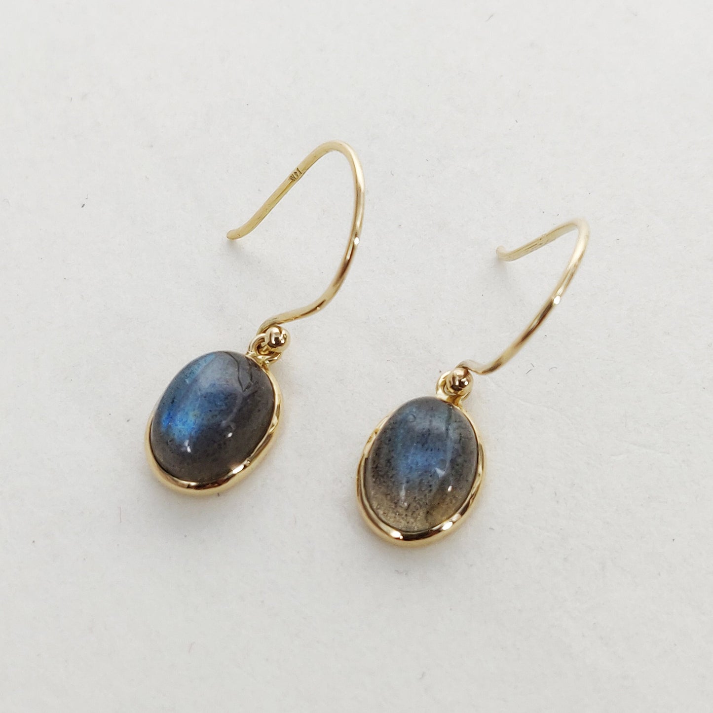 Natural Labradorite Earrings, 14K Solid Yellow Gold Earrings, August Birthstone Earrings, Dainty Labradorite Drop Earrings, Christmas Gift