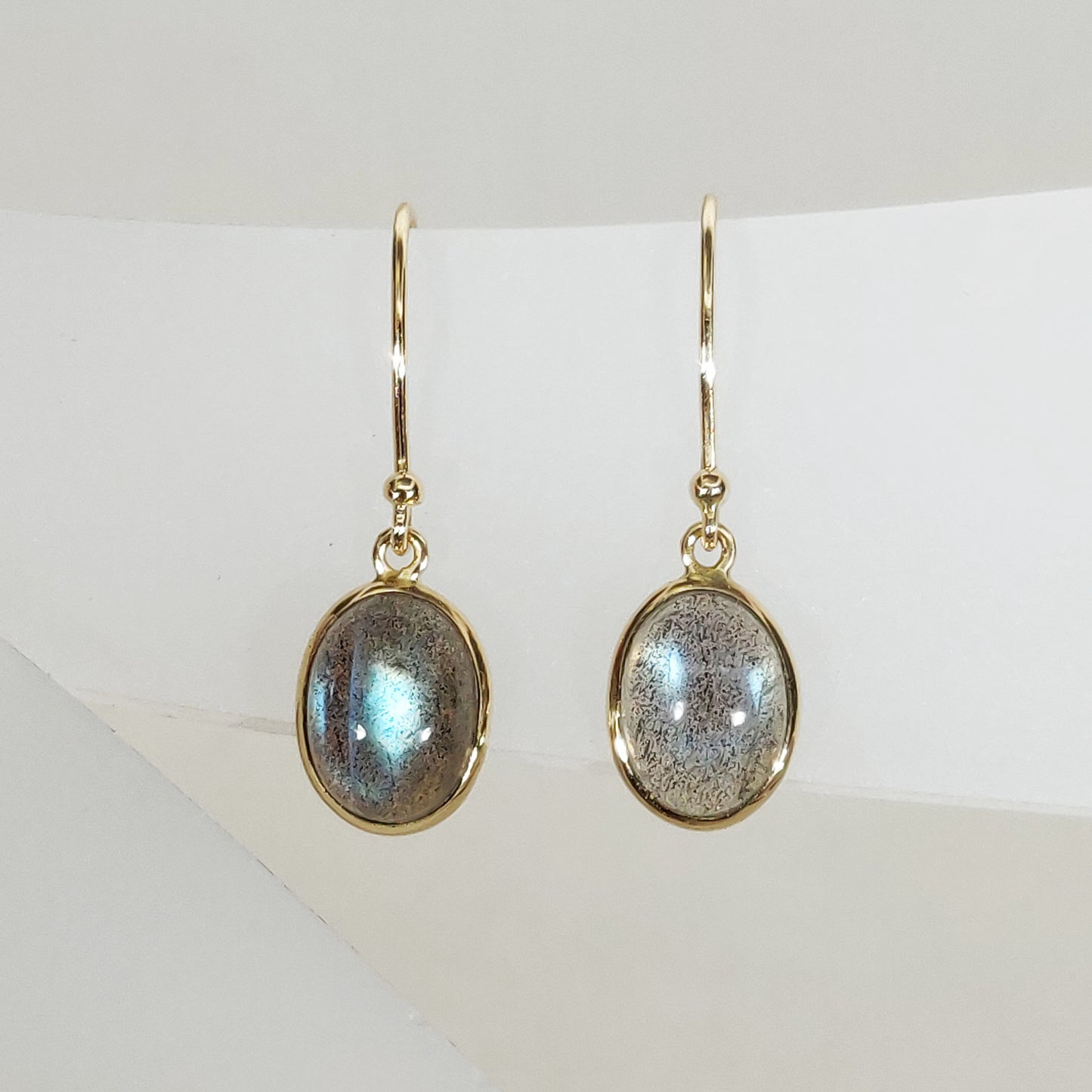 Natural Labradorite Earrings, 14K Solid Yellow Gold Earrings, August Birthstone Earrings, Dainty Labradorite Drop Earrings, Christmas Gift