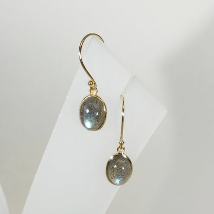 Natural Labradorite Earrings, 14K Solid Yellow Gold Earrings, August Birthstone Earrings, Dainty Labradorite Drop Earrings, Christmas Gift