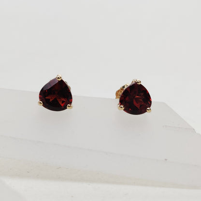 14k Yellow Gold Garnet Studs Earrings, Natural Garnet Studs Earrings, 14kt Solid Gold Jewelry, January Birthstone, Christmas Gift