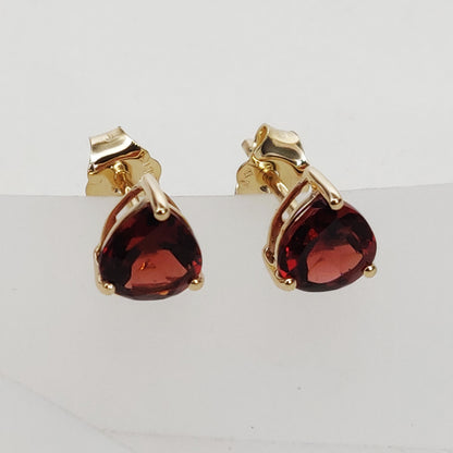 14k Yellow Gold Garnet Studs Earrings, Natural Garnet Studs Earrings, 14kt Solid Gold Jewelry, January Birthstone, Christmas Gift