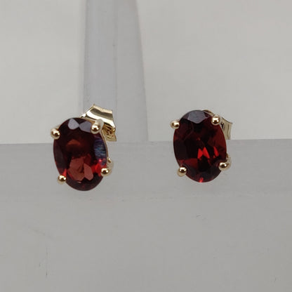 14k Yellow Gold Garnet Studs Earrings, Natural Garnet Studs Earrings, 14kt Solid Gold Garnet Jewelry, January Birthstone, Christmas Gift