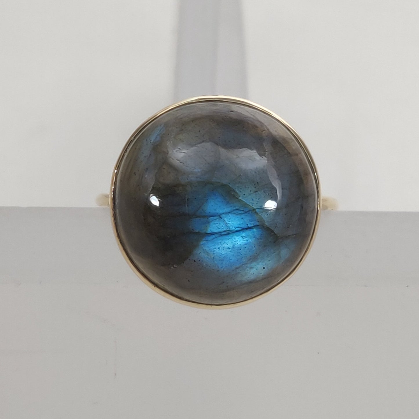 NaturalLabradorite Ring, 14K Solid Yellow Gold Labradorite Ring, August Birthstone Ring, Bezel Ring, Round Ring, Christmas Present