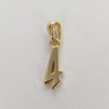 14K Solid Gold Charm Number 4 Pendant, 4 Number Pendant Necklace, Numerical  Pendant, Yellow Gold Pendant,  Dainty Pendant, Christmas Gift