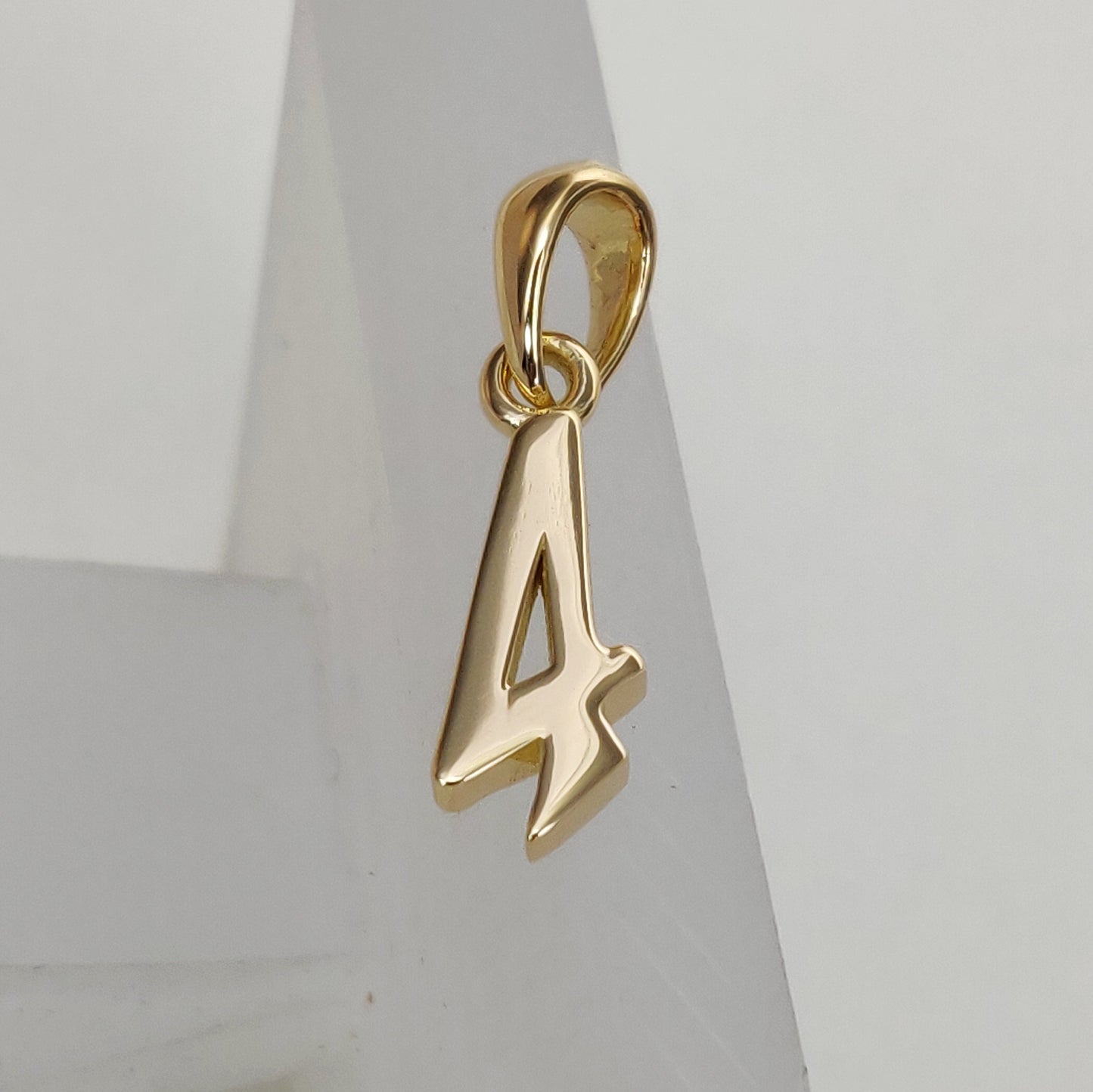 14K Solid Gold Charm Number 4 Pendant, 4 Number Pendant Necklace, Numerical  Pendant, Yellow Gold Pendant,  Dainty Pendant, Christmas Gift