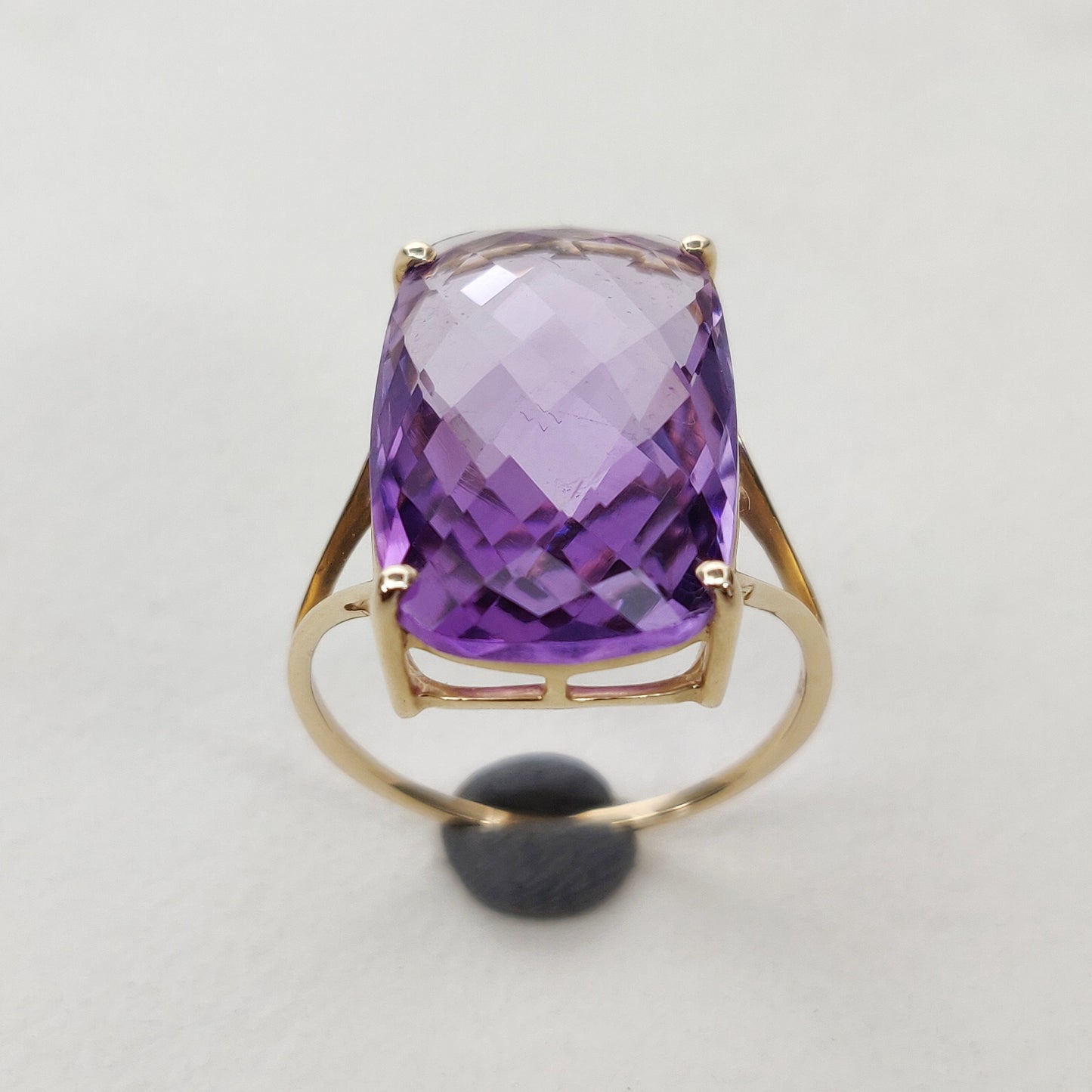 Natural Purple Amethyst Ring, 14K Solid Yellow Gold Purple Amethyst Ring, February Birthstone Ring, Christmas Present, Amethyst Jewelry