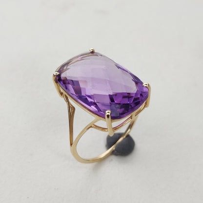 Natural Purple Amethyst Ring, 14K Solid Yellow Gold Purple Amethyst Ring, February Birthstone Ring, Christmas Present, Amethyst Jewelry