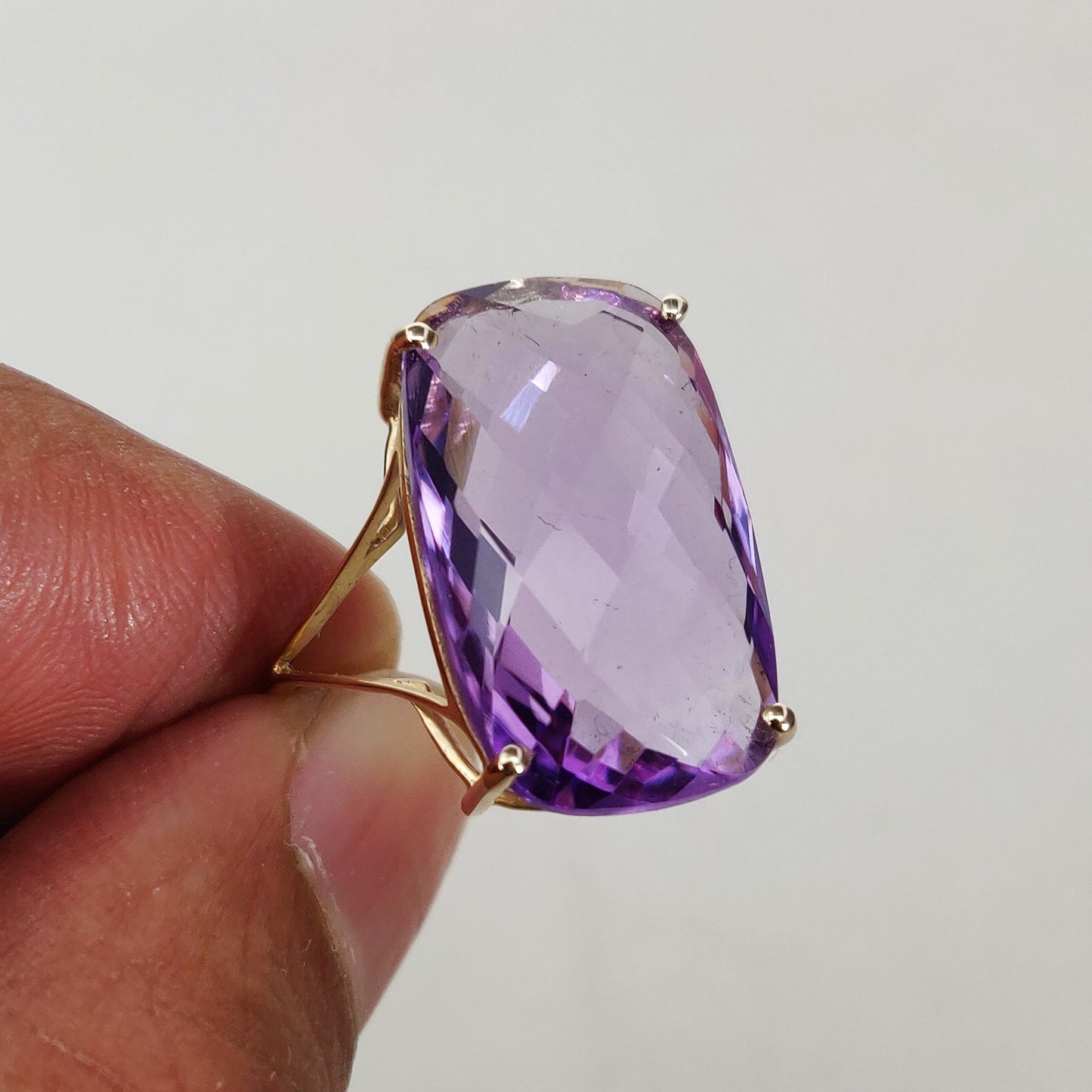 Natural Purple Amethyst Ring, 14K Solid Yellow Gold Purple Amethyst Ring, February Birthstone Ring, Christmas Present, Amethyst Jewelry