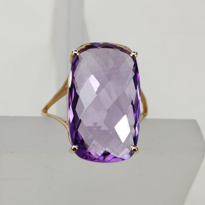 Natural Purple Amethyst Ring, 14K Solid Yellow Gold Purple Amethyst Ring, February Birthstone Ring, Christmas Present, Amethyst Jewelry