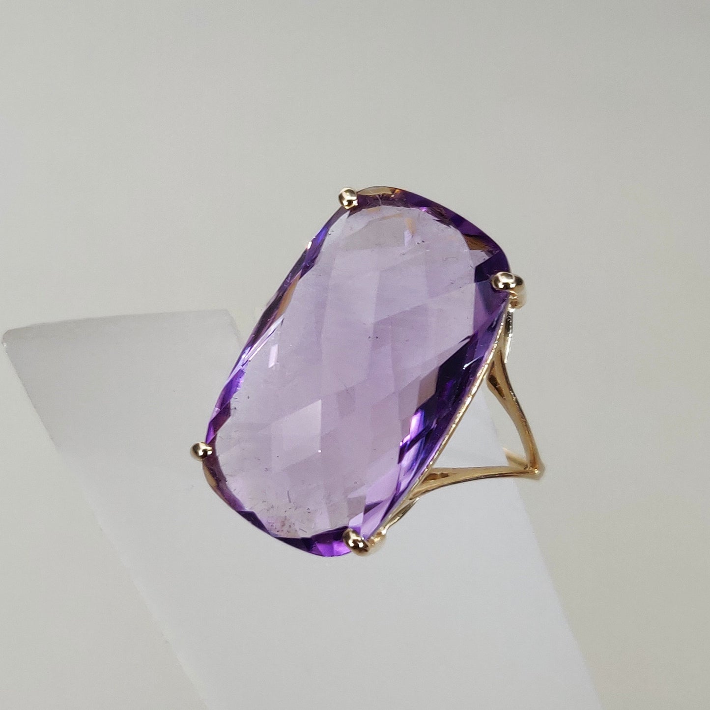 Natural Purple Amethyst Ring, 14K Solid Yellow Gold Purple Amethyst Ring, February Birthstone Ring, Christmas Present, Amethyst Jewelry