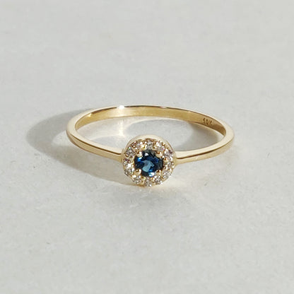 Natural London Blue Topaz Diamond Ring, 14K Solid Yellow Gold London Blue Topaz Ring, December Birthstone Ring, Diamond Ring, Christmas Gift