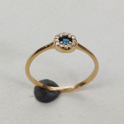 Natural London Blue Topaz Diamond Ring, 14K Solid Yellow Gold London Blue Topaz Ring, December Birthstone Ring, Diamond Ring, Christmas Gift