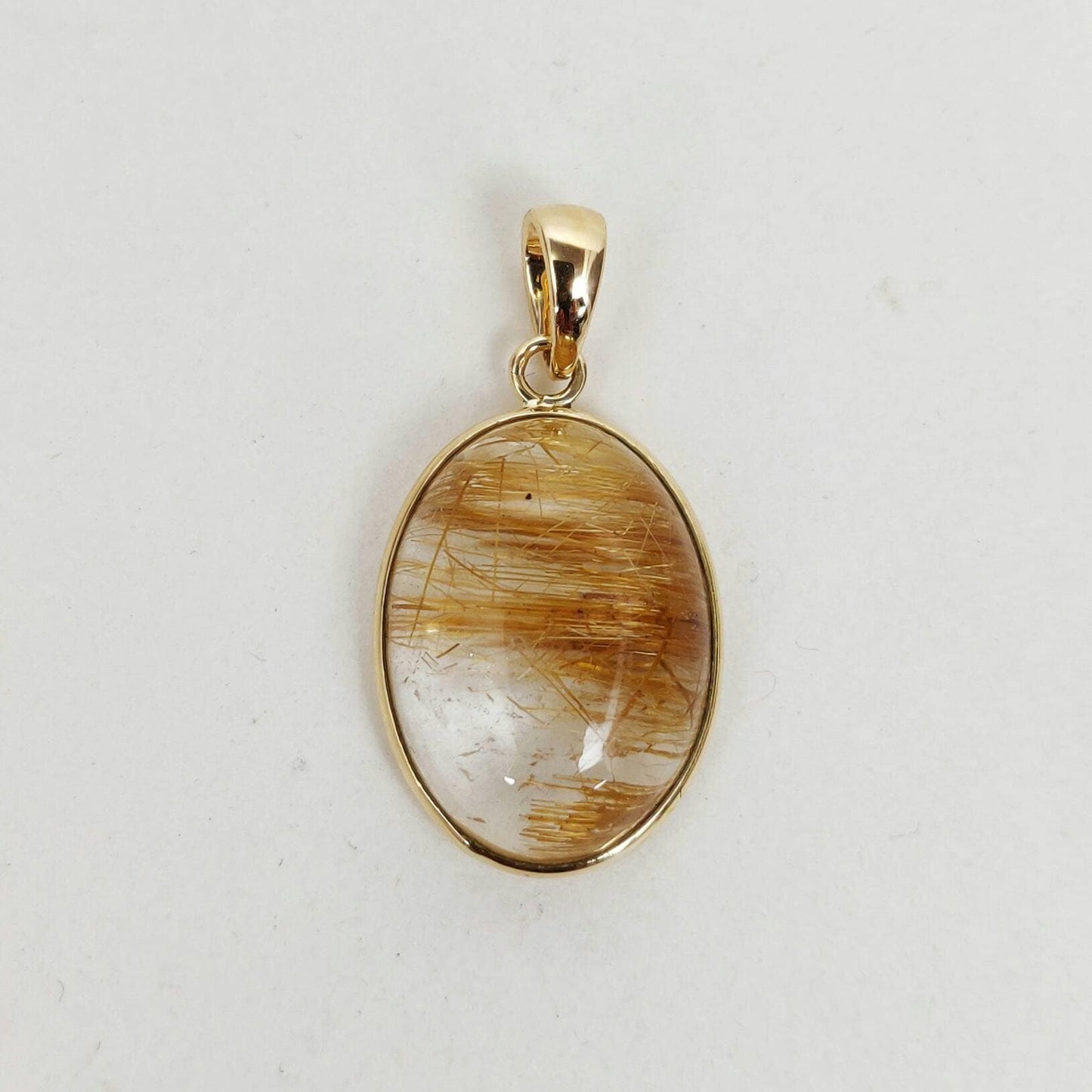 Natural Golden Rutile Pendant, 14K Solid Yellow Gold Rutile Pendant, April Birthstone, Bezel Pendant, Rutile Jewelry, Christmas Present