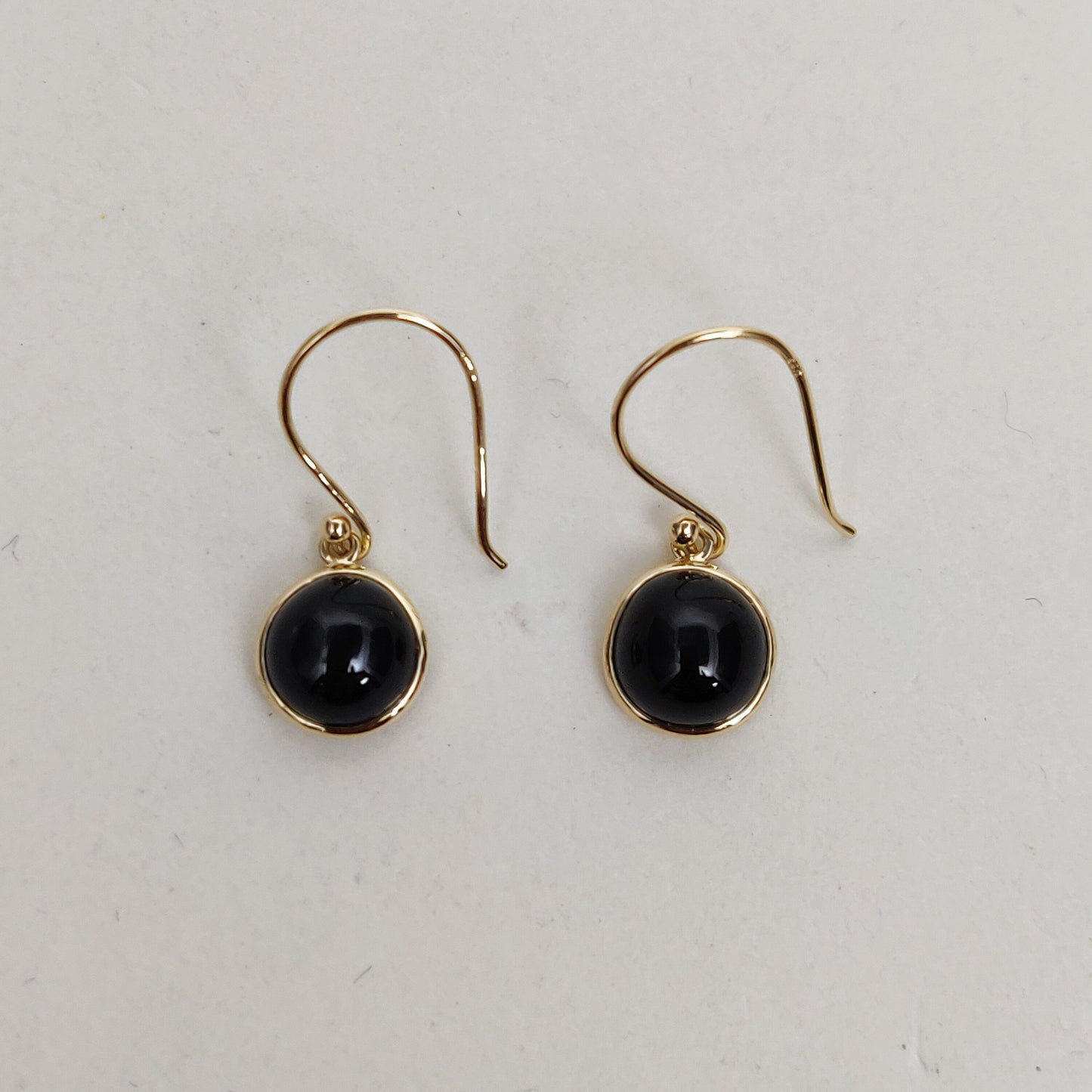 Natural Black Star Earrings, 14K Solid Yellow Gold Black Star Earrings, Bezel Earrings, September Birthstone, Drop Earrings, Birthday Gift