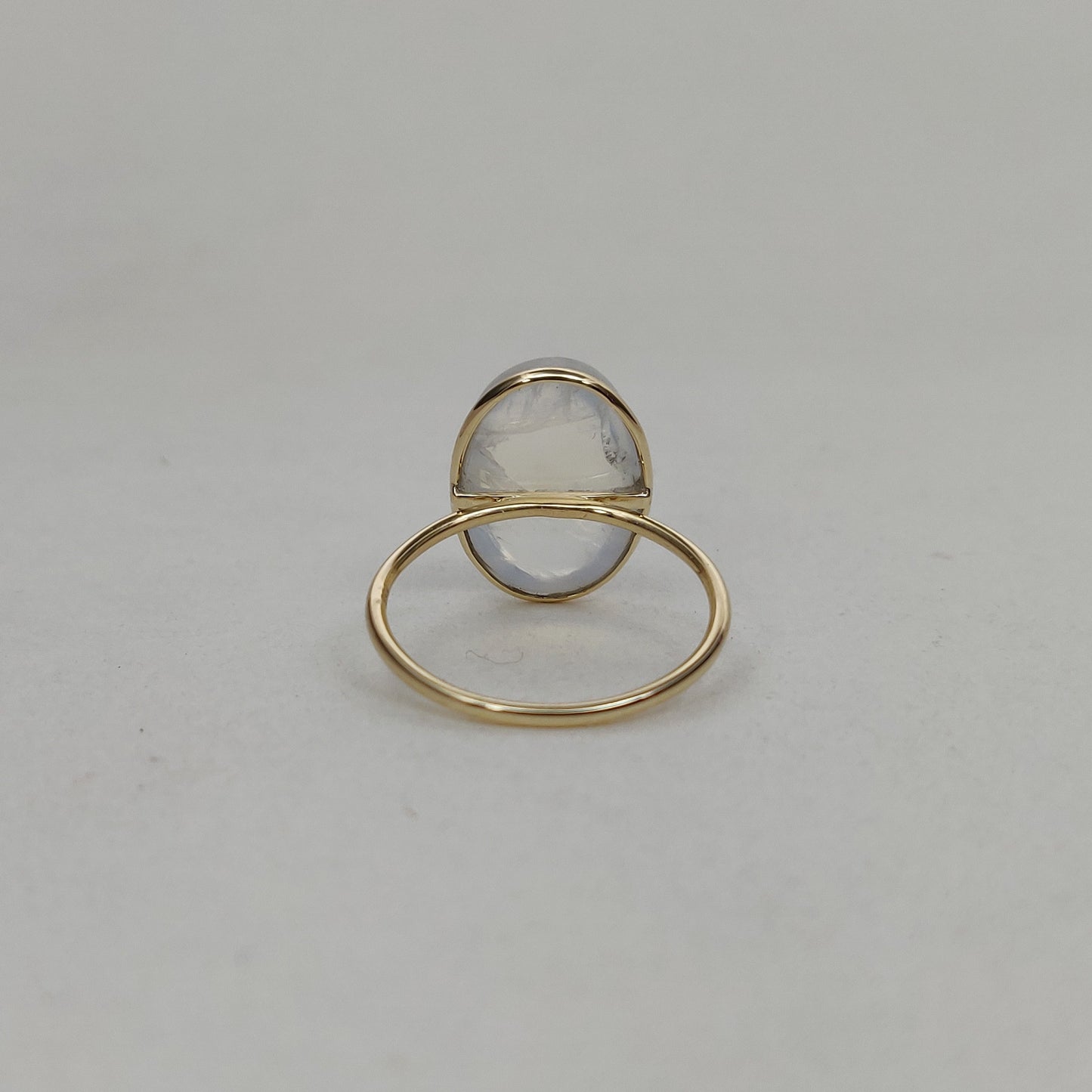 Natural  Rainbow Moonstone Ring, 14K Solid Yellow Gold Blue Moonstone Ring, June Birthstone Ring, Bezel Ring, Oval Ring, Anniversary Gift