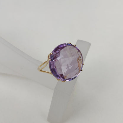 Natural Pink Amethyst Ring, 14K Solid Yellow Gold Pink Amethyst Ring, February Birthstone Ring, Pink Amethyst Jewelry, Christmas Gift