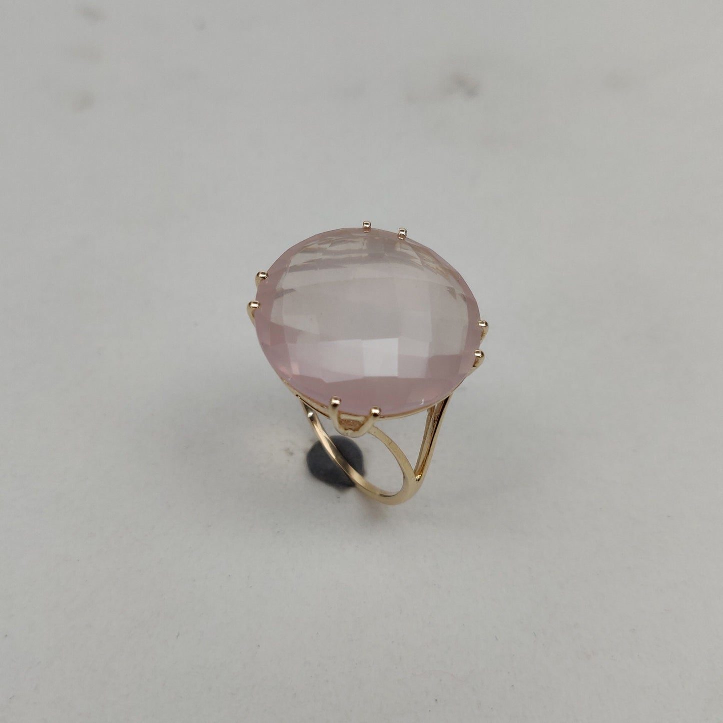 14K Yellow Solid Gold Gemstone Ring, Natural Rose Quartz Ring, January Birthstone, Rose Quartz Jewelry, Christmas Gift, Prong Ring