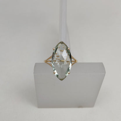 14K Yellow Solid Gold Gemstone Ring, Natural Green Amethyst Ring, February Birthstone, Green Amethyst Jewelry, Christmas Gift