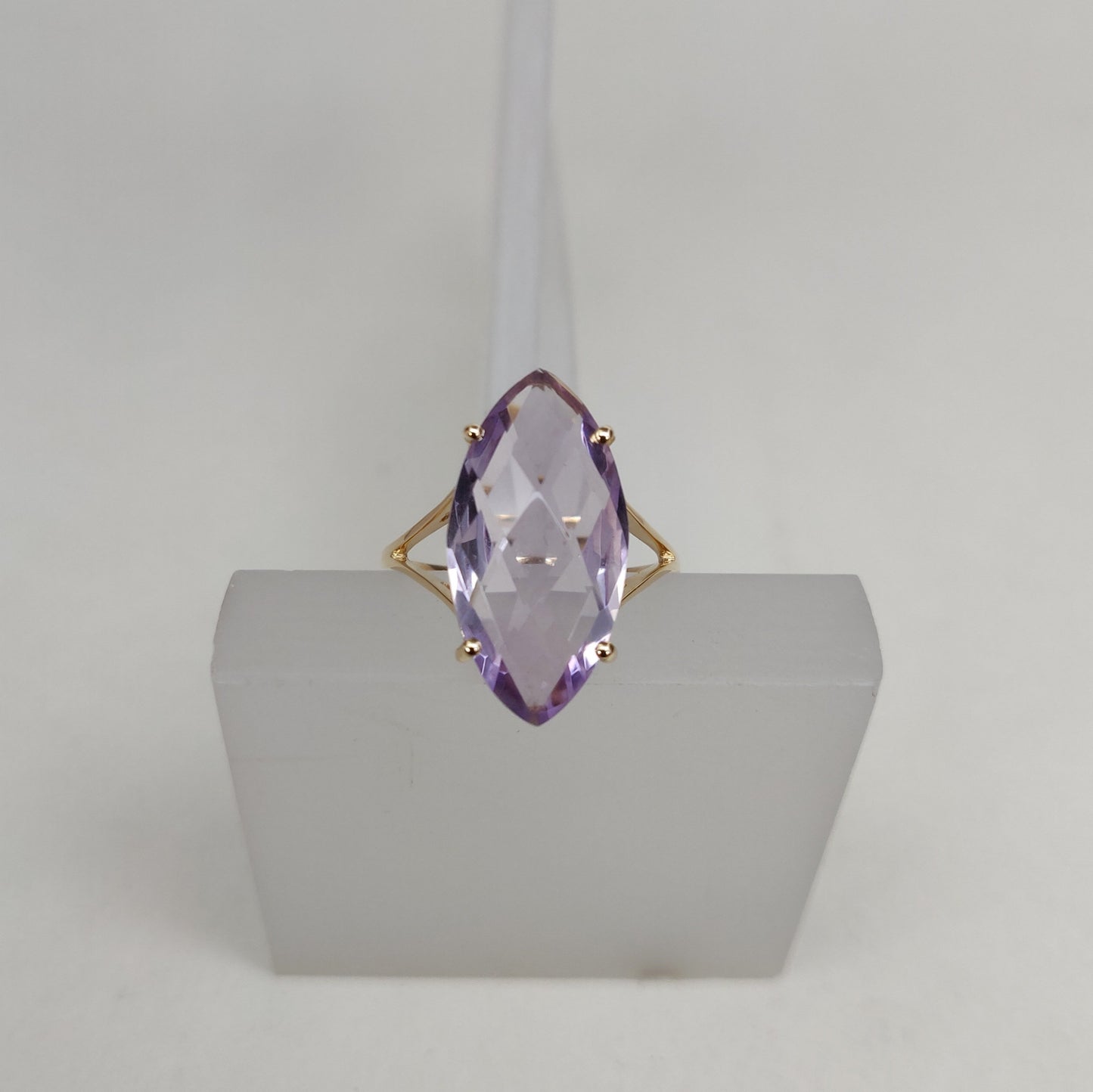 Natural Pink Amethyst Ring, 14K Solid Yellow Gold Pink Amethyst Ring, February Birthstone Ring, Prong Ring, Marquise Ring, Christmas Present