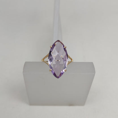 Natural Pink Amethyst Ring, 14K Solid Yellow Gold Pink Amethyst Ring, February Birthstone Ring, Prong Ring, Marquise Ring, Christmas Present