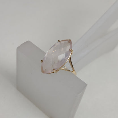 14K Yellow Solid Gold Rose Quartz Ring, Natural Rose Quartz Prong Ring, January Birthstone Ring, Christmas Gift, Rose Quartz Jewelry