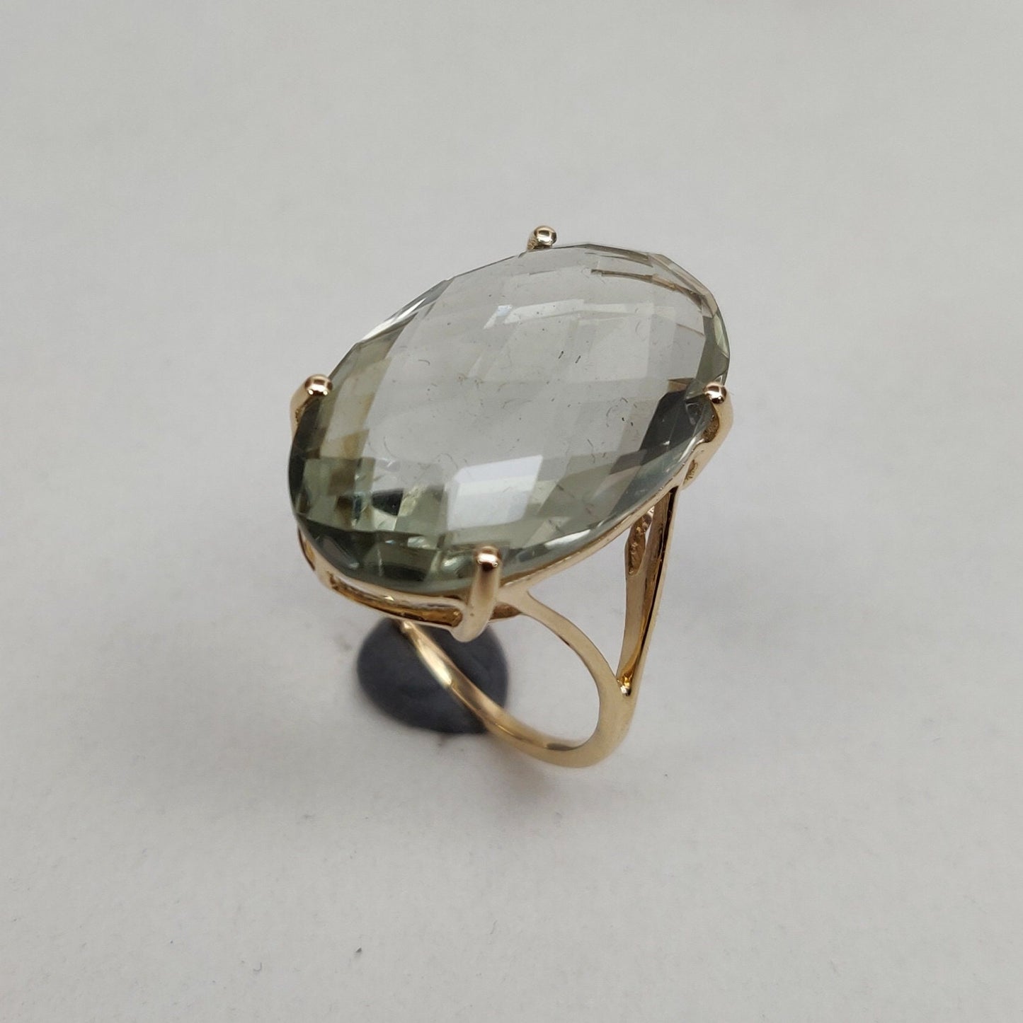 Natural Green Amethyst Ring, 14K Solid Yellow Gold Green Amethyst Ring, February Birthstone Ring, Prong Ring, Oval Ring, Christmas Present