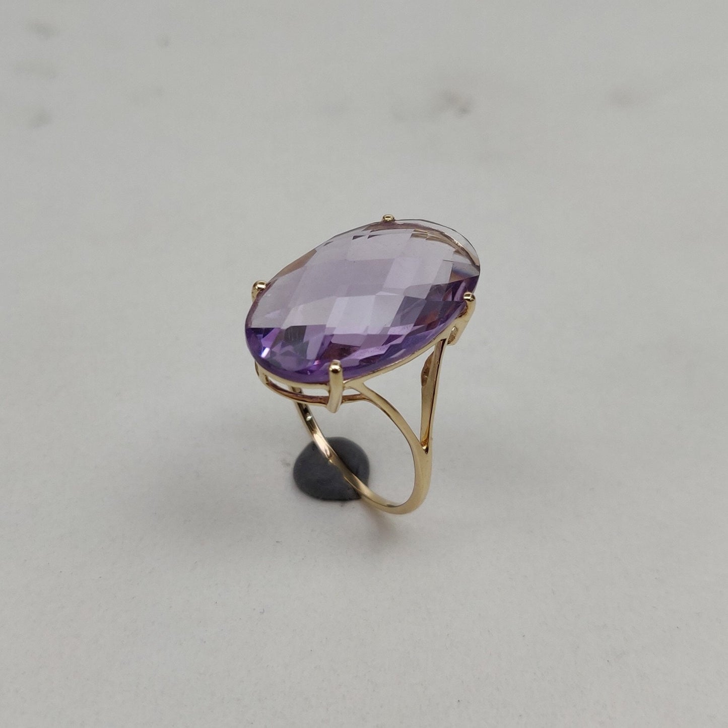 Natural Purple Amethyst Ring, 14K Solid Yellow Gold Pink Amethyst Ring, February Birthstone Ring, Prong Ring, Oval Ring, Anniversary Gift