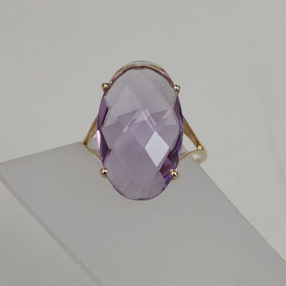 Natural Purple Amethyst Ring, 14K Solid Yellow Gold Pink Amethyst Ring, February Birthstone Ring, Prong Ring, Oval Ring, Anniversary Gift