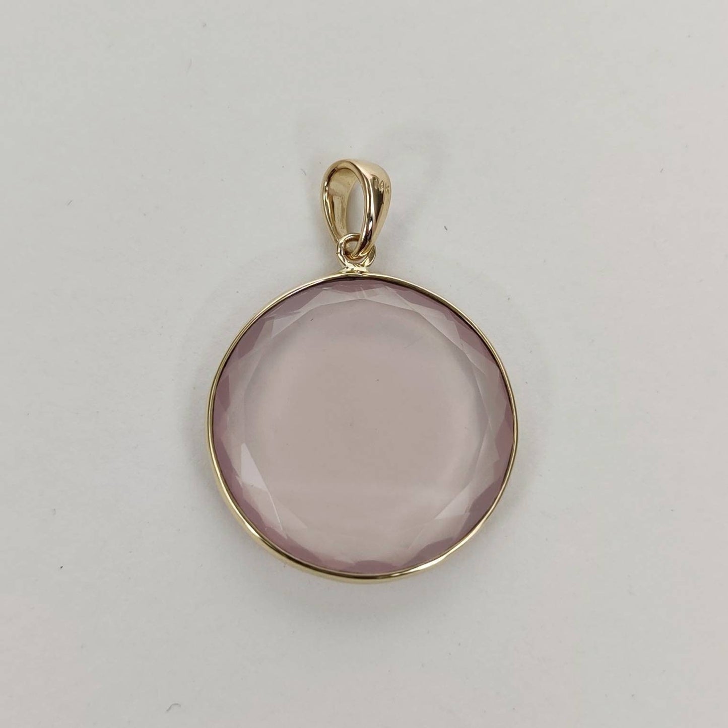 Natural Rose Quartz Pendant, 14K Solid Yellow Gold Rose Quartz Pendant, January Birthstone , Bezel Pendant, Round Pendant, Christmas Gift