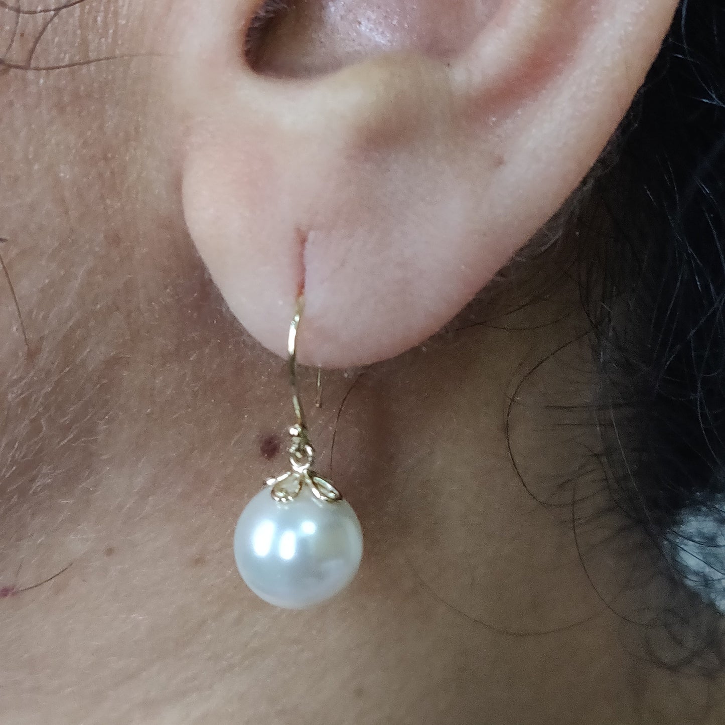 Pendientes de perla de oro de 14 quilates, pendientes de perla en forma de gota, pendientes de oro amarillo macizo de 14 quilates, piedra natal de junio, pendientes colgantes, regalo de Navidad, joyas de perlas