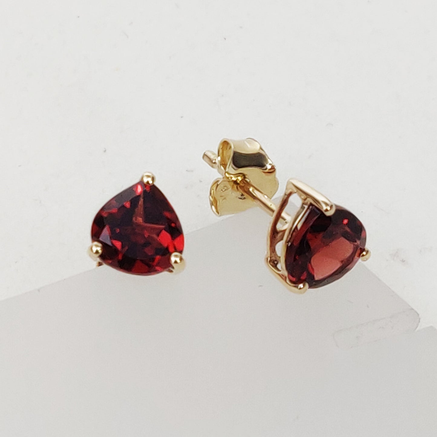 14k Yellow Gold Garnet Studs Earrings, Natural Garnet Studs Earrings, 14kt Solid Gold Jewelry, January Birthstone, Christmas Gift