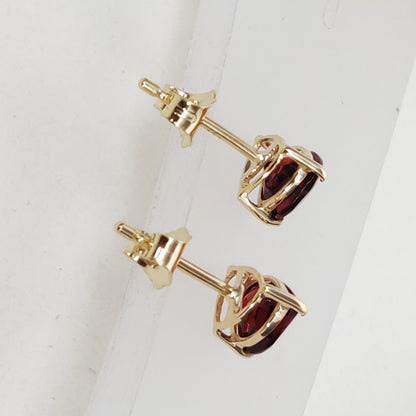 14k Yellow Gold Garnet Studs Earrings, Natural Garnet Studs Earrings, 14kt Solid Gold Jewelry, January Birthstone, Christmas Gift