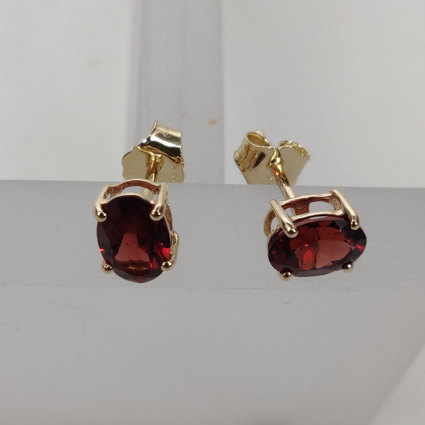 14k Yellow Gold Garnet Studs Earrings, Natural Garnet Studs Earrings, 14kt Solid Gold Garnet Jewelry, January Birthstone, Christmas Gift