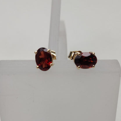 14k Yellow Gold Garnet Studs Earrings, Natural Garnet Studs Earrings, 14kt Solid Gold Garnet Jewelry, January Birthstone, Christmas Gift