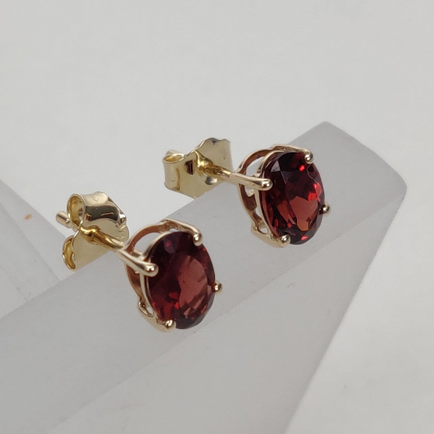 14k Yellow Gold Garnet Studs Earrings, Natural Garnet Studs Earrings, 14kt Solid Gold Garnet Jewelry, January Birthstone, Christmas Gift