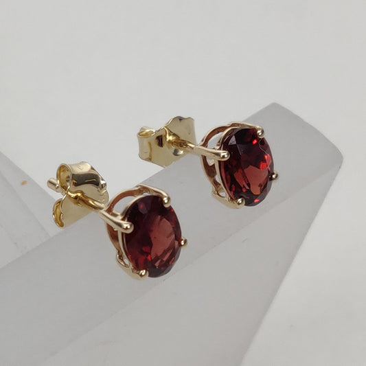 14k Yellow Gold Garnet Studs Earrings, Natural Garnet Studs Earrings, 14kt Solid Gold Garnet Jewelry, January Birthstone, Christmas Gift