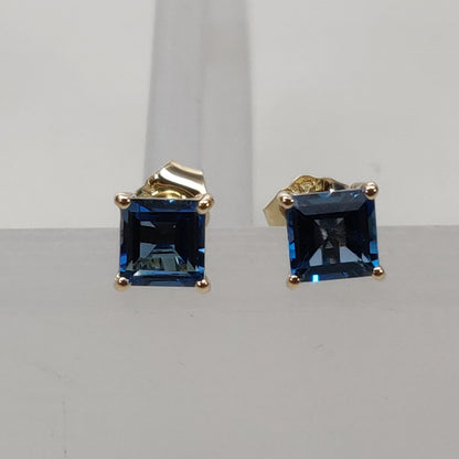 Natural London Blue Topaz Stud Earring, 14K Solid Yellow Gold London Blue Topaz Earring, December Birthstone, Christmas Gift, Topaz Jewelry