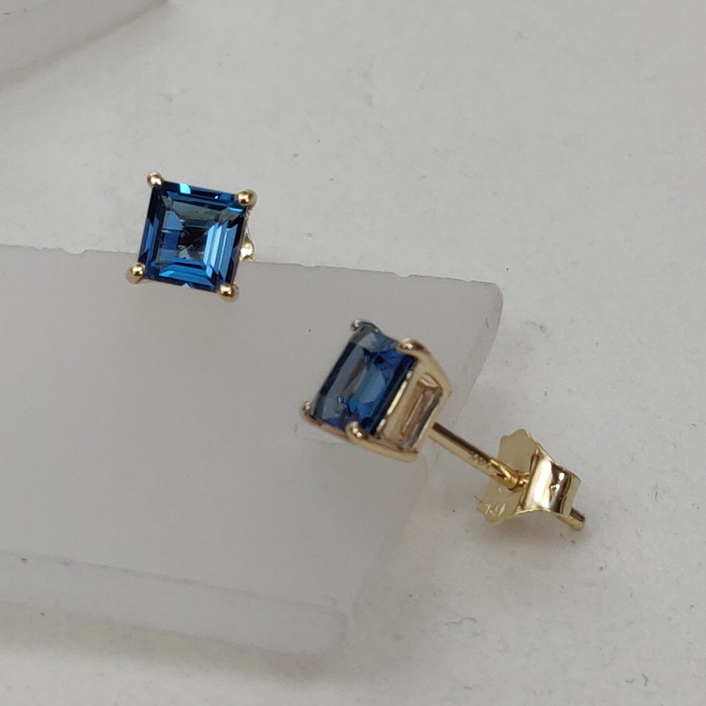 Natural London Blue Topaz Stud Earring, 14K Solid Yellow Gold London Blue Topaz Earring, December Birthstone, Christmas Gift, Topaz Jewelry