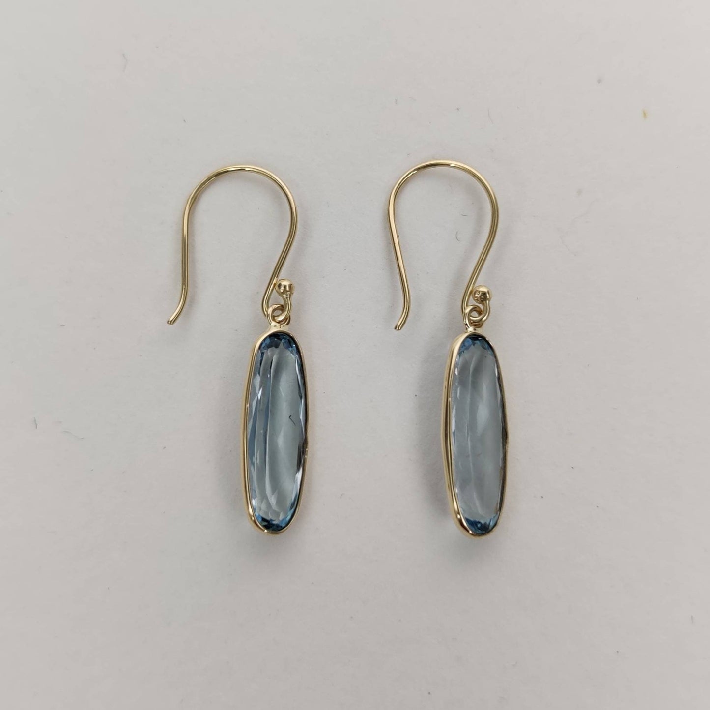 Natural Sky Blue Topaz Earrings, 14K Solid Yellow Gold Sky Blue Topaz Earrings, December Birthstone, Dangler Earrings, Christmas Present