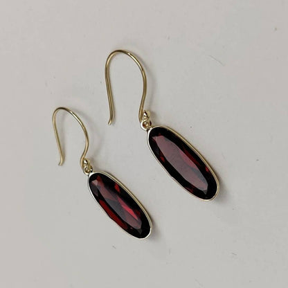 Natural Garnet 14K Solid Gold Earrings, 14K Yellow Gold, Garnet Bezel Earrings , January Birthstone, Garnet Jewelry, Valentine Gift