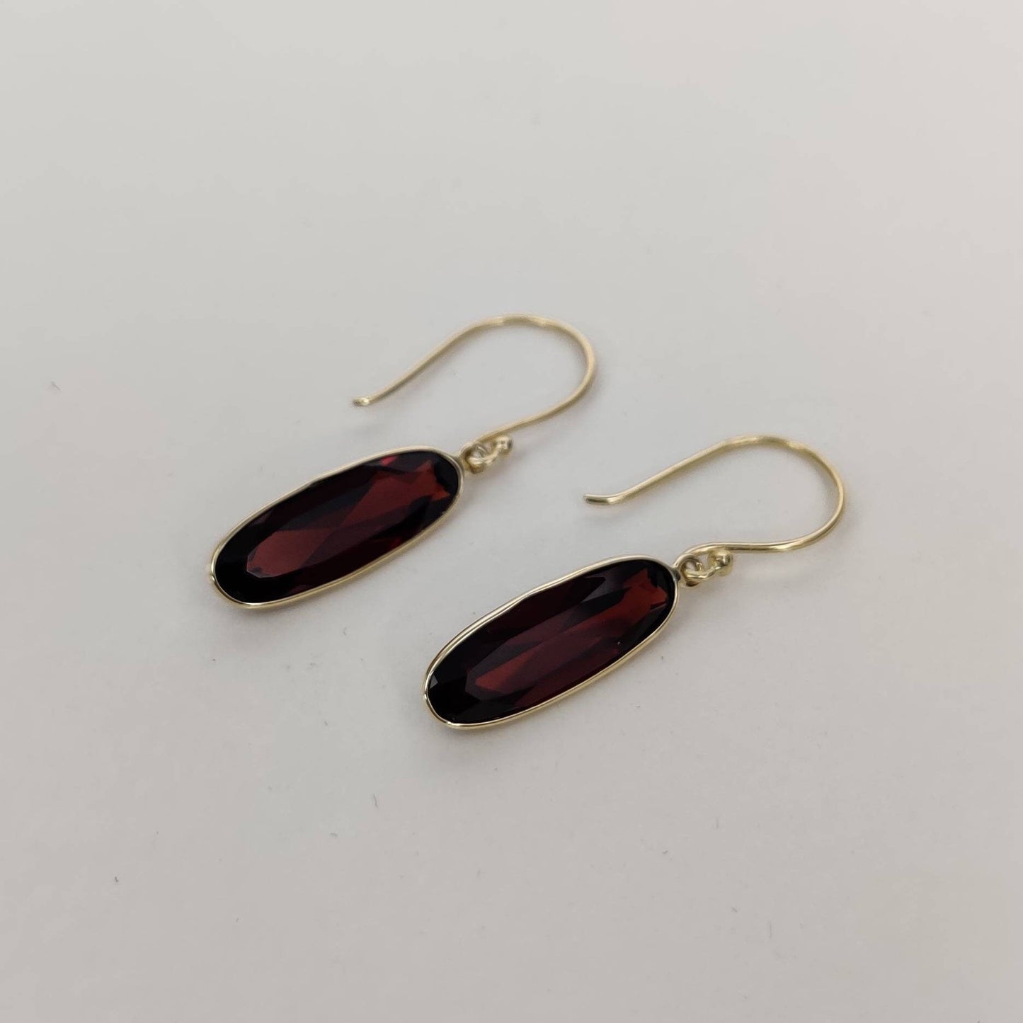 Natural Garnet 14K Solid Gold Earrings, 14K Yellow Gold, Garnet Bezel Earrings , January Birthstone, Garnet Jewelry, Valentine Gift