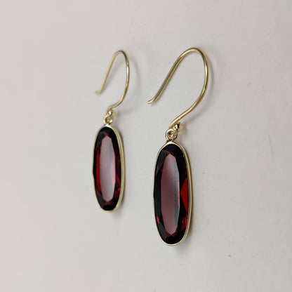 Natural Garnet 14K Solid Gold Earrings, 14K Yellow Gold, Garnet Bezel Earrings , January Birthstone, Garnet Jewelry, Valentine Gift