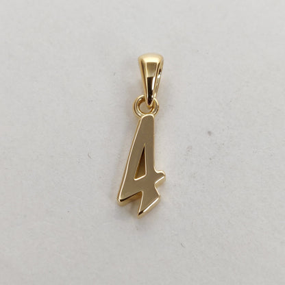 14K Solid Gold Charm Number 4 Pendant, 4 Number Pendant Necklace, Numerical  Pendant, Yellow Gold Pendant,  Dainty Pendant, Christmas Gift