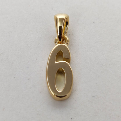 14K Solid Gold Charm Number 6 Pendant, 6 Number Pendant Necklace, Numerical  Pendant, Yellow Gold Pendant, Birthday Gift, Dainty Pendant