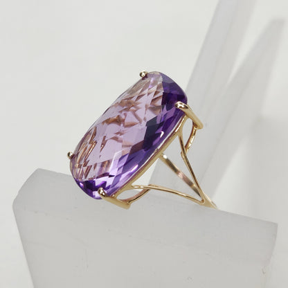 Natural Purple Amethyst Ring, 14K Solid Yellow Gold Purple Amethyst Ring, February Birthstone Ring, Christmas Present, Amethyst Jewelry