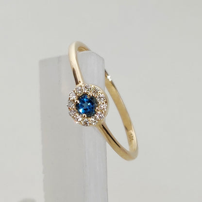 Natural London Blue Topaz Diamond Ring, 14K Solid Yellow Gold London Blue Topaz Ring, December Birthstone Ring, Diamond Ring, Christmas Gift