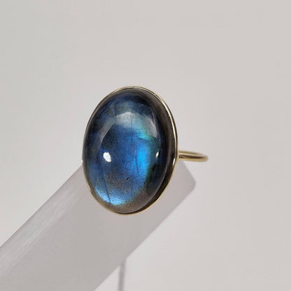 Natural Labradorite Ring, 14K Solid Yellow Gold Labradorite Ring, August Birthstone Ring, Bezel Ring, Oval Ring, Christmas Present