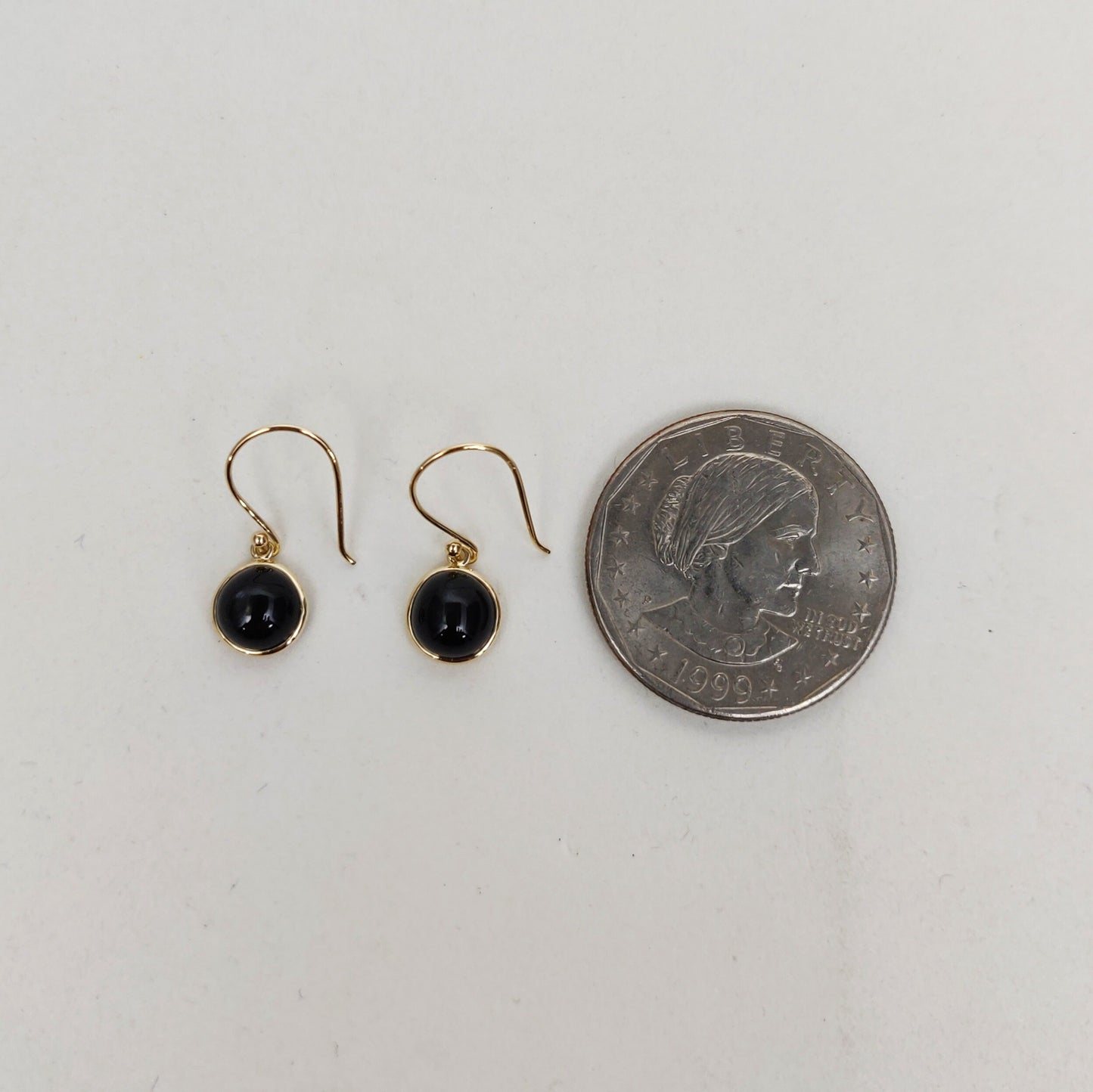 Natural Black Star Earrings, 14K Solid Yellow Gold Black Star Earrings, Bezel Earrings, September Birthstone, Drop Earrings, Birthday Gift