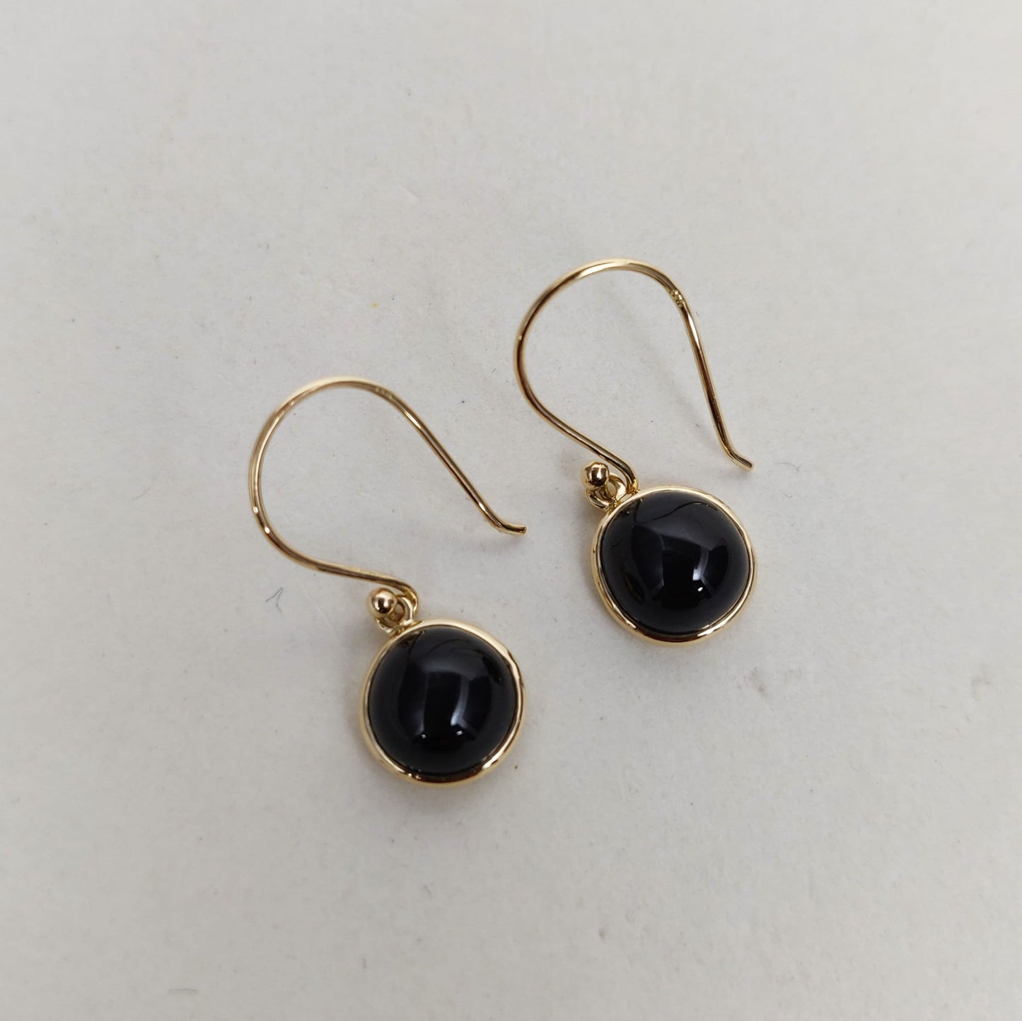 Natural Black Star Earrings, 14K Solid Yellow Gold Black Star Earrings, Bezel Earrings, September Birthstone, Drop Earrings, Birthday Gift