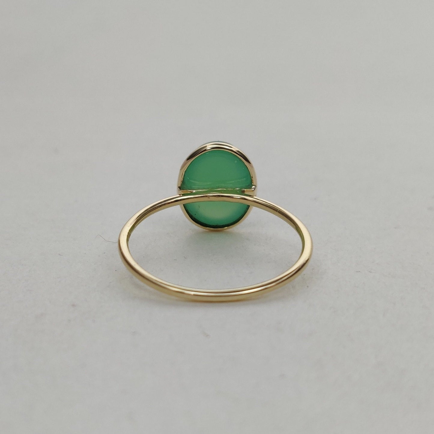 Natural Chrysoprase Ring, 14K Solid Yellow Gold Chrysoprase Ring ,May Birthstone Ring, Bezel Ring, Oval Ring, Anniversary Present